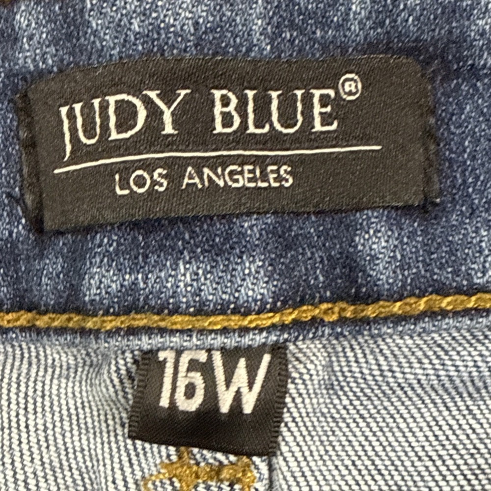 Judy Blue Skinny Fit Jeans Womens 16W Medium Wash Distressed High Rise Stretch - Picture 6 of 7